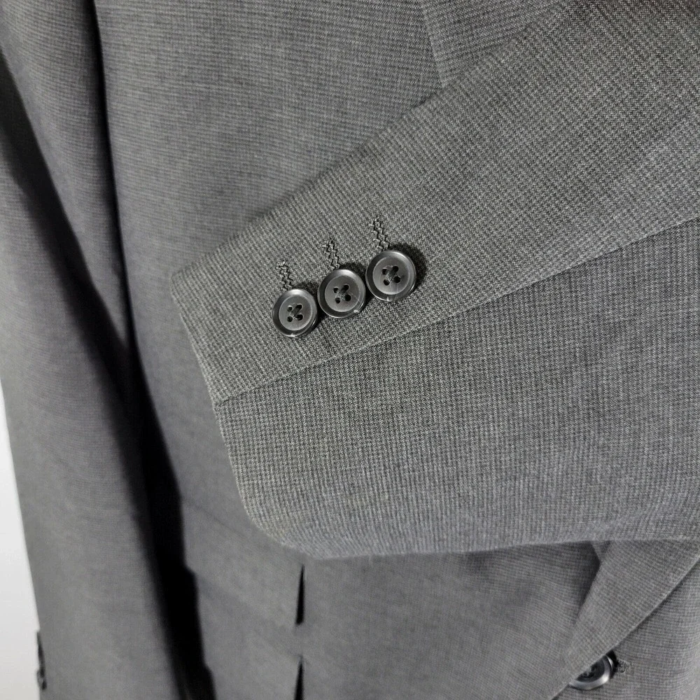 Haggar Men's Sport Coat Blazer Two‎ Button Charcoal Gray Polyester Blend 46R
